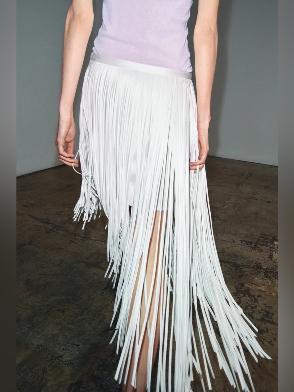 Zara White Fringe Midi Skirt - Effortless Movement